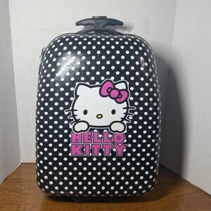 Hello Kitty Hard Shell Girls Rolling Suitcase Luggage Black 16”x12’’x8’’